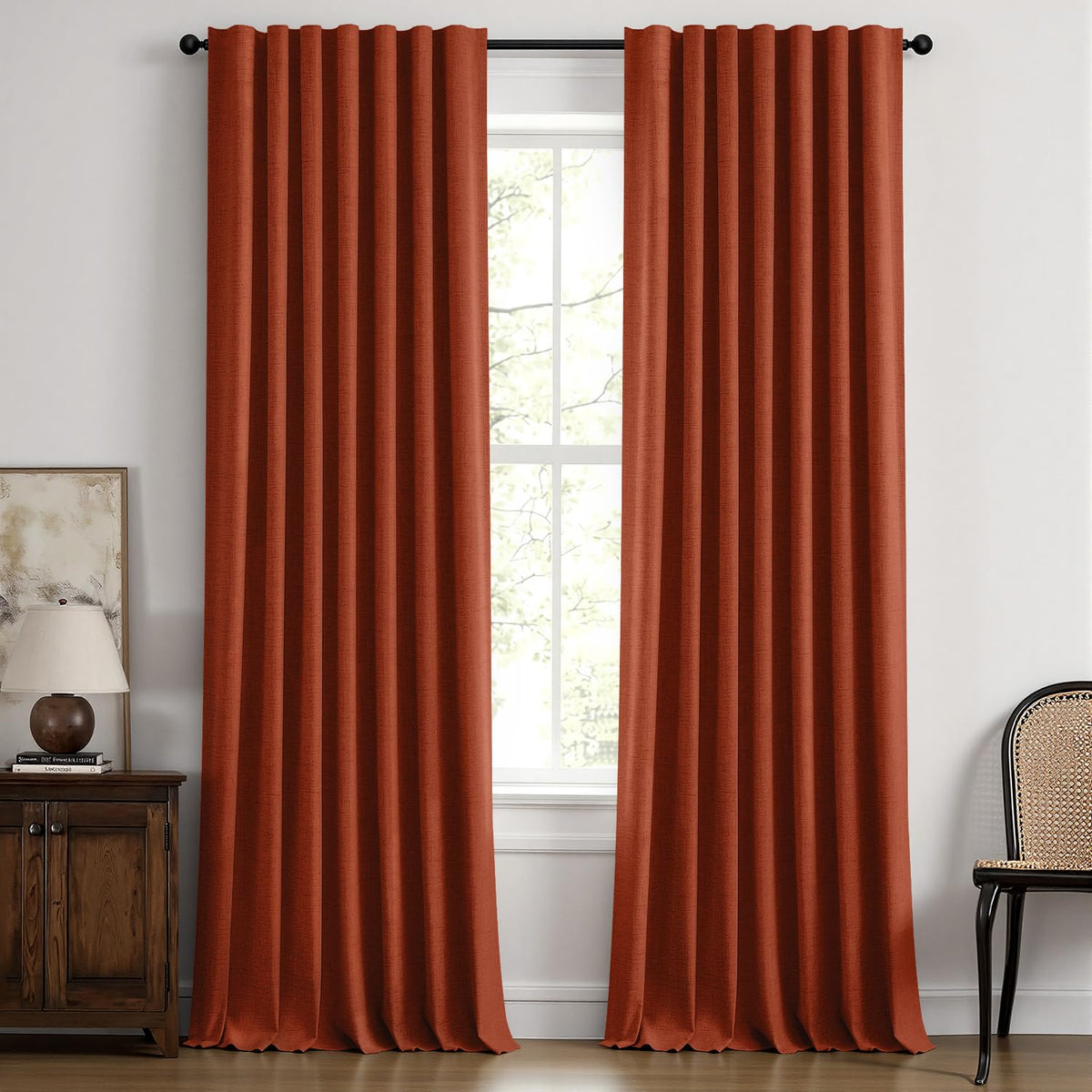 MIULEE 100% Blackout Linen Curtains for Bedroom 42 x 84 Inch Ivory 2 Panels