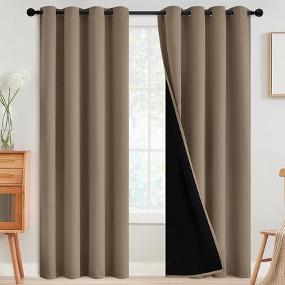 SimpleHome Cream 100% Blackout Curtains Room Darkening Living Room 84 Inch