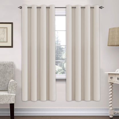 H.VERSAILTEX Blackout Curtains for Bedroom Thermal Insulated Room Darkening Living Room Curtains 63 Inch Long Grommet Privacy Protection Window Curtain Panels/Drapes for Nursery,2 Panels,Ivory/Cream