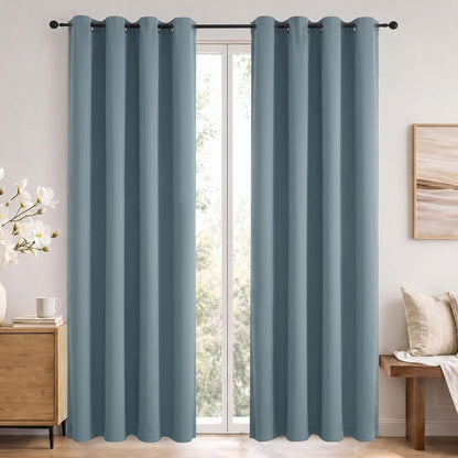 Simplebrand Sage Green Blackout Curtains 84 Inch Length 2 Panels Set for Bedroom/Living Room, Solid Room Darkening Thermal Insulated Grommet Energy Saving Window Treatment Drapes, Each 52" Wide