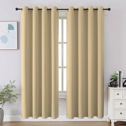 CUCRAF Beige Blackout Curtains 84 inch Length 2 Panels Set, Room Darkening Drapes for Living Room Bedroom, Thermal Insulated Light Blocking Grommet Window Curtain (W52 x L84 Inch)