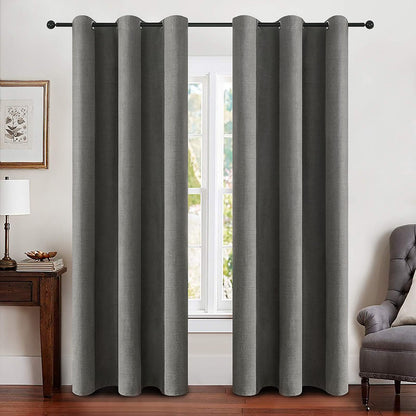MIULEE 100% Blackout Linen Curtains for Bedroom 52x84 Inches Natural Beige