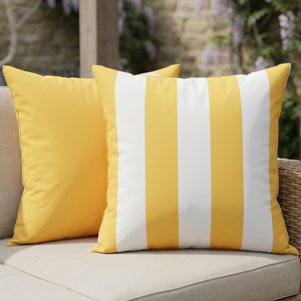 Decorative Outdoor Pillows Set of 2 - Waterproof 18x18 Throw Pillow Covers