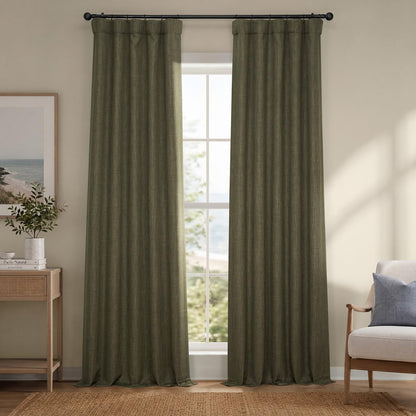 Faux Linen Curtains for Living Room (1 Panel) - 50W X 108L, Birch Taupe