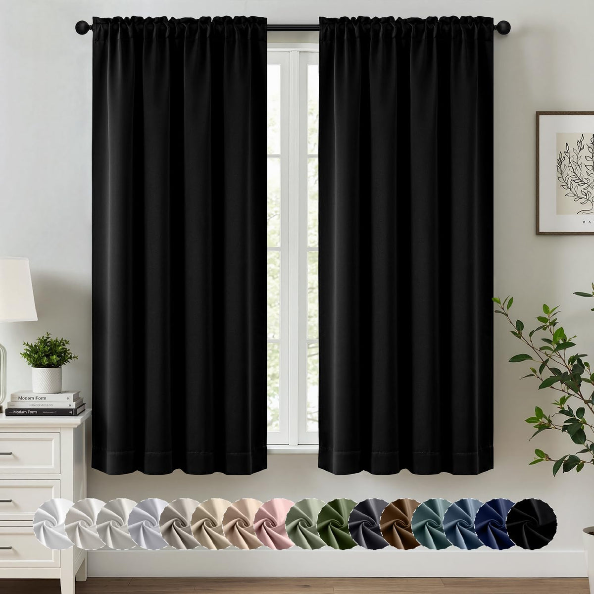MIULEE Stone Blue Blackout Curtains for Bedroom Living Room 40"x63" 2 Panel