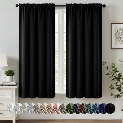MIULEE Stone Blue Blackout Curtains for Bedroom Living Room 40"x63" 2 Panel