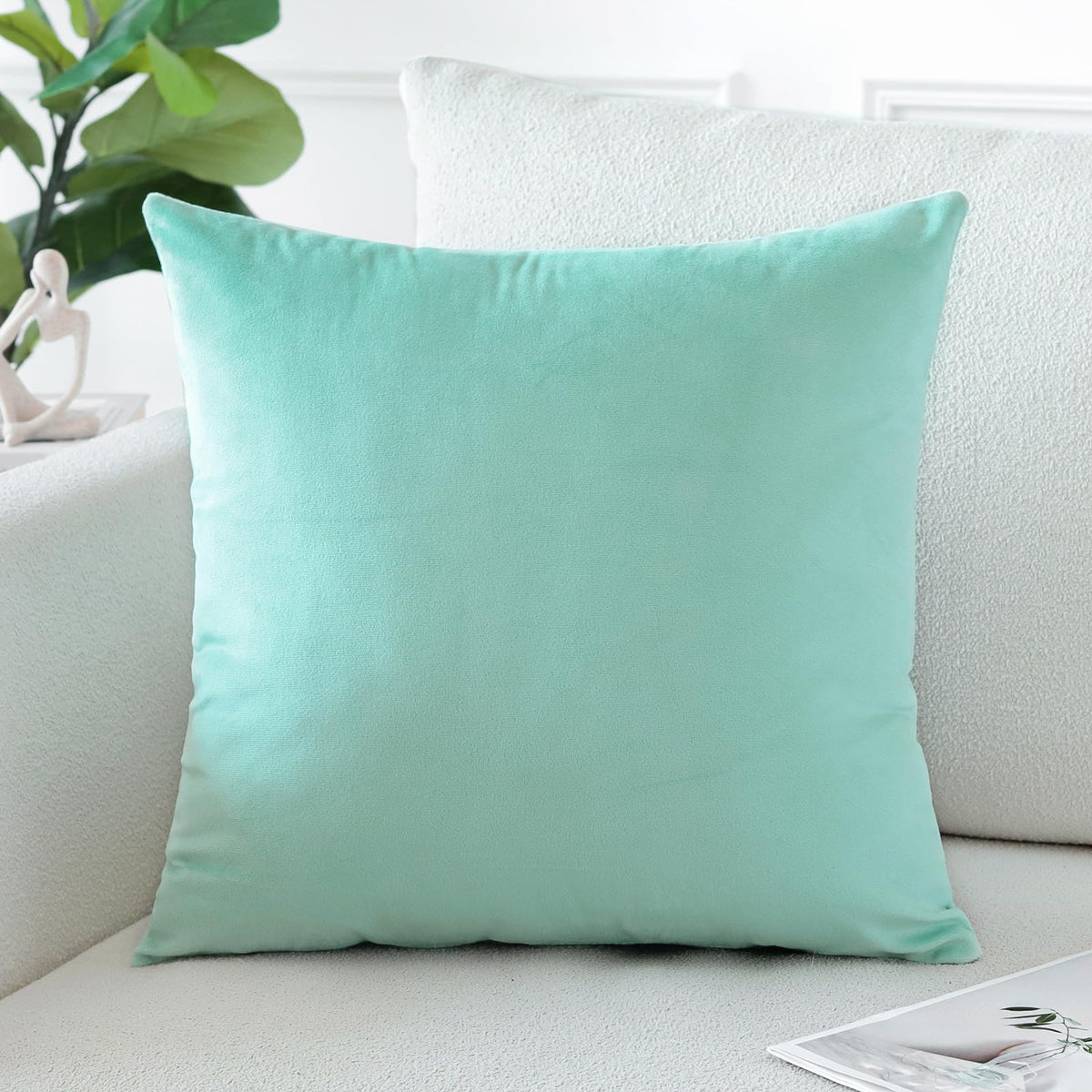 Artscope Luxury Velvet Pillow Covers Super Soft Decorative Square Throw Pillow Covers Case Cushion Covers for Sofa Couch Bedroom Car Decor 20x20 Inch Light Blue