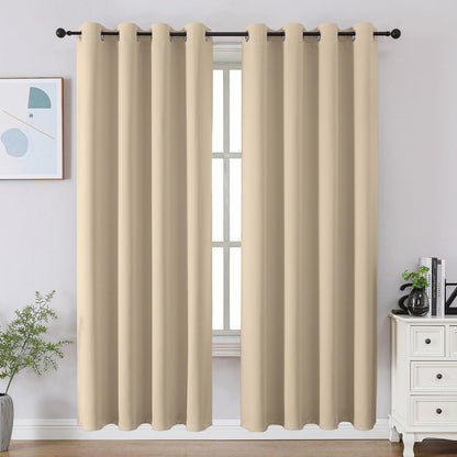 CUCRAF Beige Blackout Curtains 84 inch Length 2 Panels Set, Room Darkening Drapes for Living Room Bedroom, Thermal Insulated Light Blocking Grommet Window Curtain (W52 x L84 Inch)