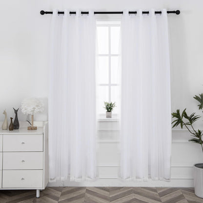 INLINAS Blackout Curtains with Sheer Overlay, Beige, 52x84 Inches