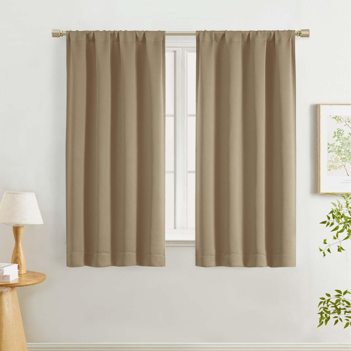 Lecloud Sage Green Room Darkening Curtains 54 Inch Length 2 Panels, Window Curtains for Bedroom, Energy Thermal Insulating Rod Pocket Curtain Drapes for Small Window, 40" W x 54" L