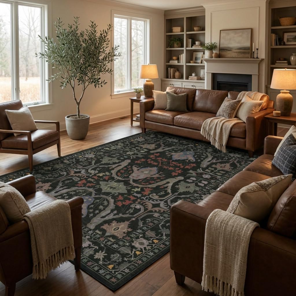 8x10 Rugs for Living Room Washable Green Area Rug Rugs for Bedroom