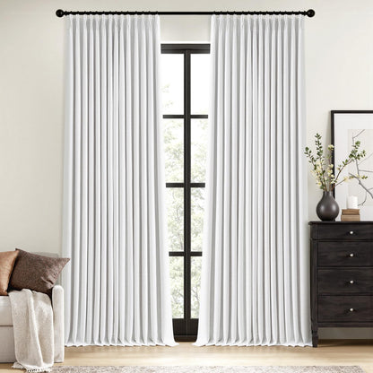 MIULEE Natural Pinch Pleated 100% Blackout Linen Curtains 40x84 Inches