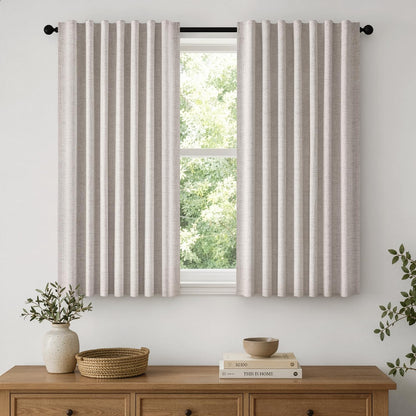 MIULEE 100% Blackout Linen Curtains for Bedroom 42 x 84 Inch Ivory 2 Panels