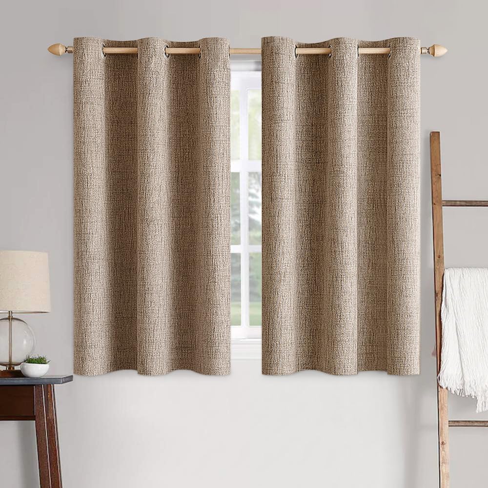 MIULEE 100% Blackout Linen Curtains for Bedroom 52x84 Inches Natural Beige