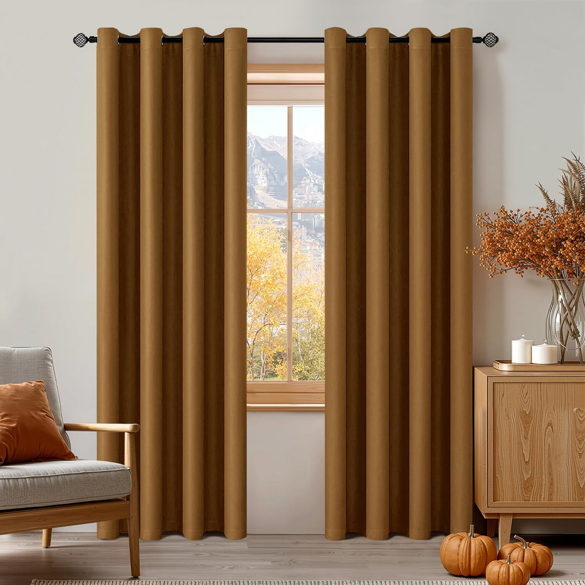 MIULEE Light Pink Blackout Bedroom Curtains Drapes 84 Inch Long 52"x84"