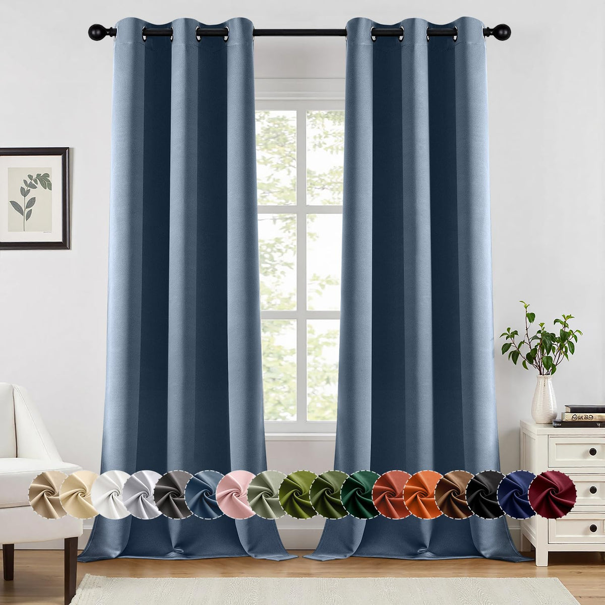MIULEE Blackout Curtains for Bedroom 2 Panels 40 x 63 Inch Long Navy Blue