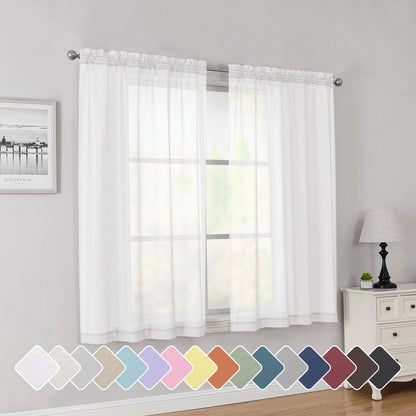 Simplebrand Black Sheer Curtains 84 Inches Long 2 Panels for Living Room