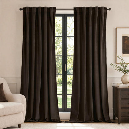 MIULEE Velvet Curtains 52x84 inches 2 Panels Olive Green Blackout Curtains