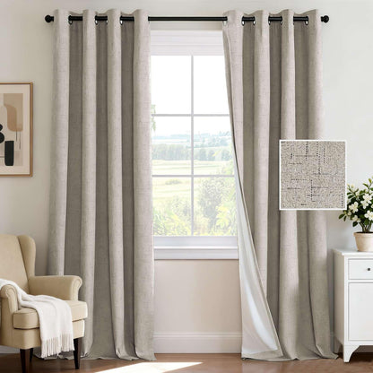 H.VERSAILTEX 100% Blackout Curtains for Bedroom 84 Inches Long Grommet Linen Face Full Light Blocking Curtain Drapes for Living Room Thermal Linen Look Curtains 2 Panels Set, 52" W x 84" L, Navy