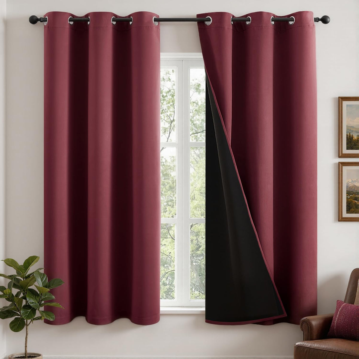 MIULEE Cream 100% Blackout Curtains for Bedroom 40x63 Inch Long