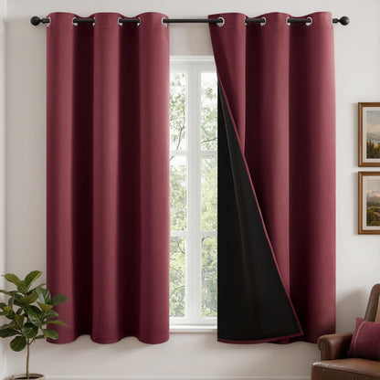 MIULEE Cream 100% Blackout Curtains for Bedroom 40x63 Inch Long