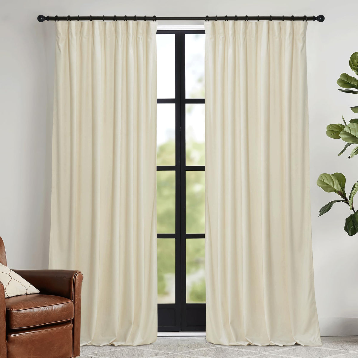RYB HOME Sage Green Velvet Curtains 84 inches for Bedroom Living Room