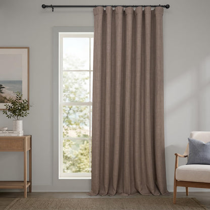 Faux Linen Curtains for Living Room (1 Panel) - 50W X 108L, Birch Taupe
