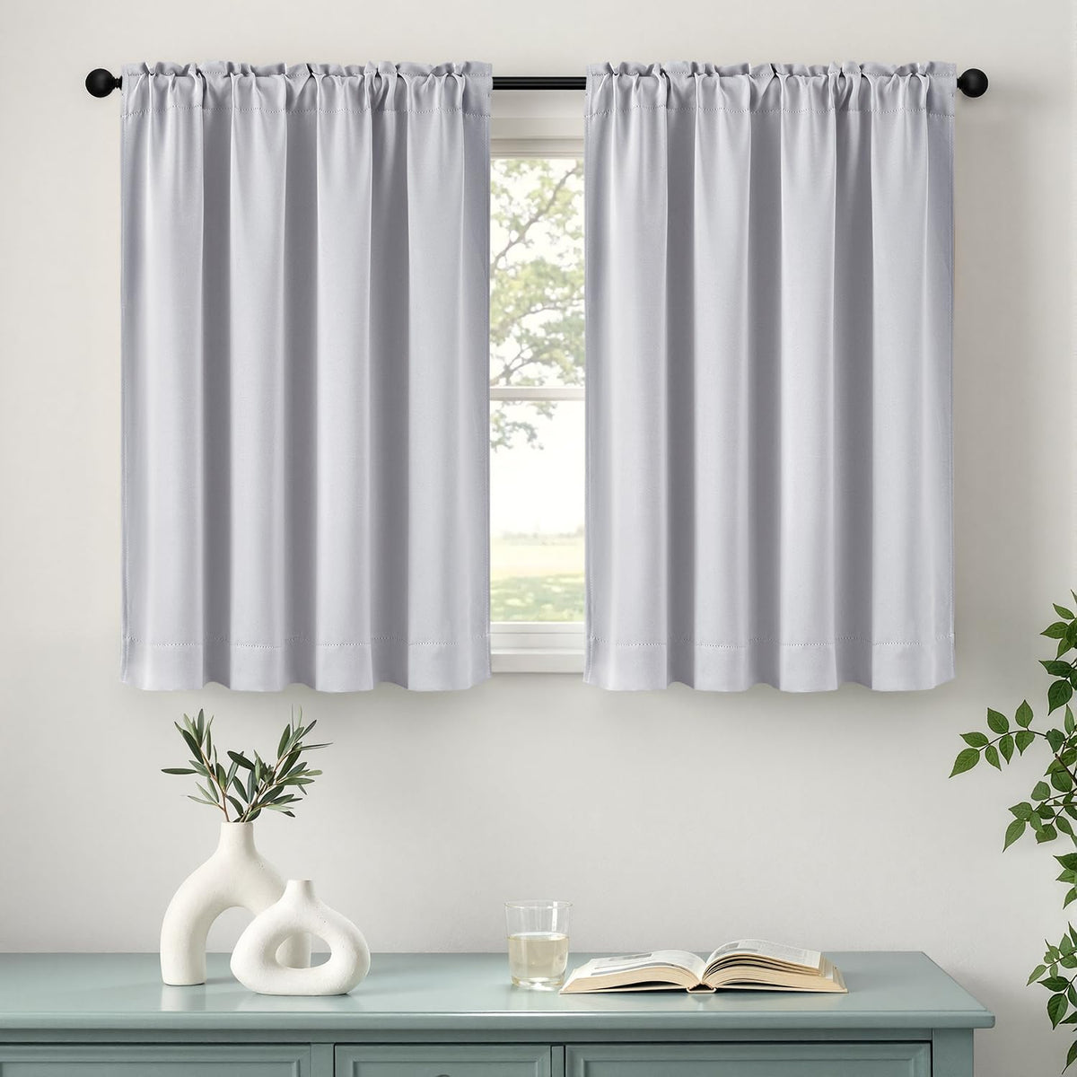 MIULEE Stone Blue Blackout Curtains for Bedroom Living Room 40"x63" 2 Panel