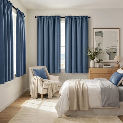 MIULEE Stone Blue Blackout Curtains for Bedroom Living Room 40"x63" 2 Panel