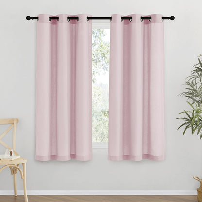 NICETOWN Natural Linen Curtains 84 inch Long 2 Panels Set, Grommet Top Thick Linen Burlap Semi Sheer Vertical Drapes Privacy Assured with Light Filtering for Bedroom/Living Room, W55 x L84