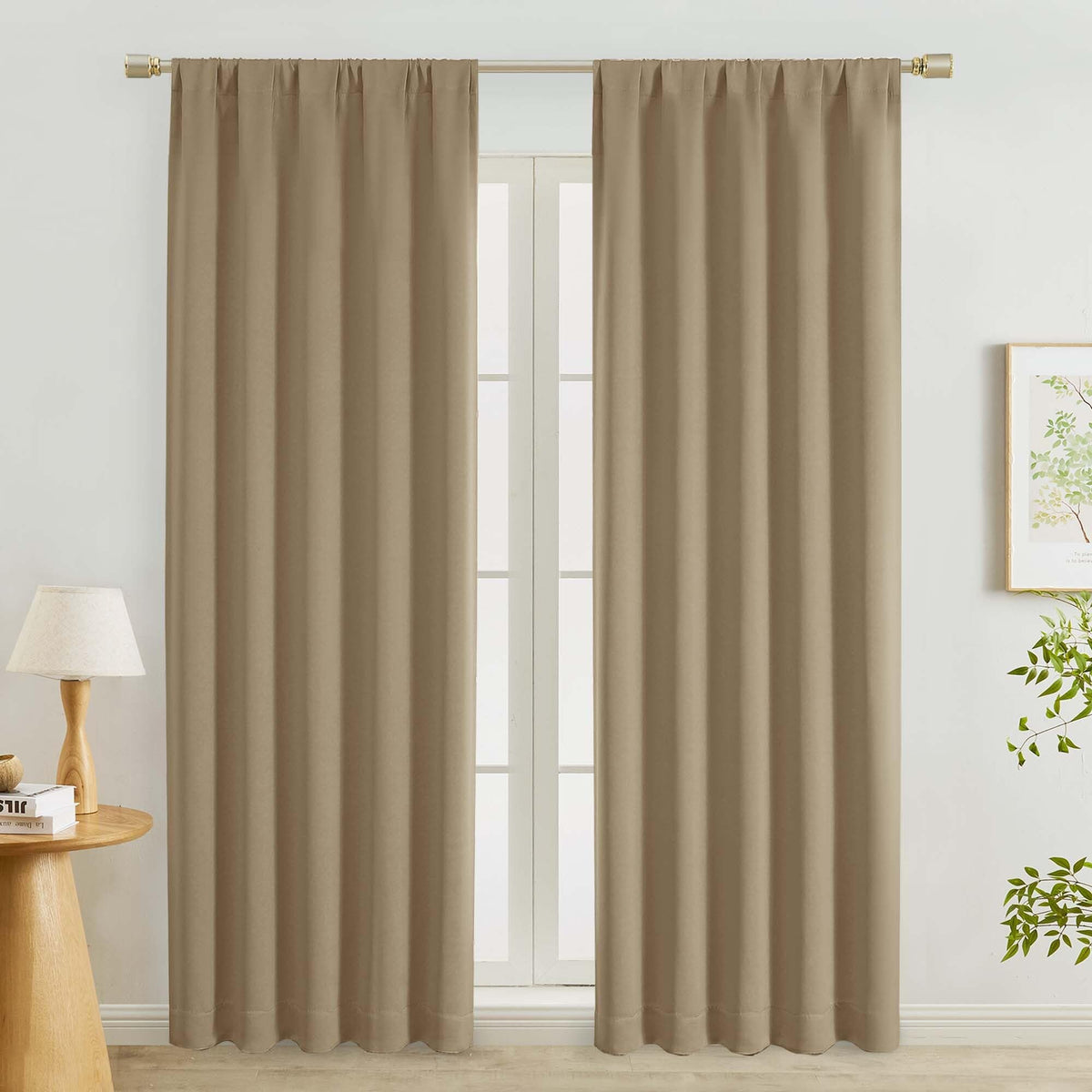 Lecloud Sage Green Room Darkening Curtains 54 Inch Length 2 Panels, Window Curtains for Bedroom, Energy Thermal Insulating Rod Pocket Curtain Drapes for Small Window, 40" W x 54" L