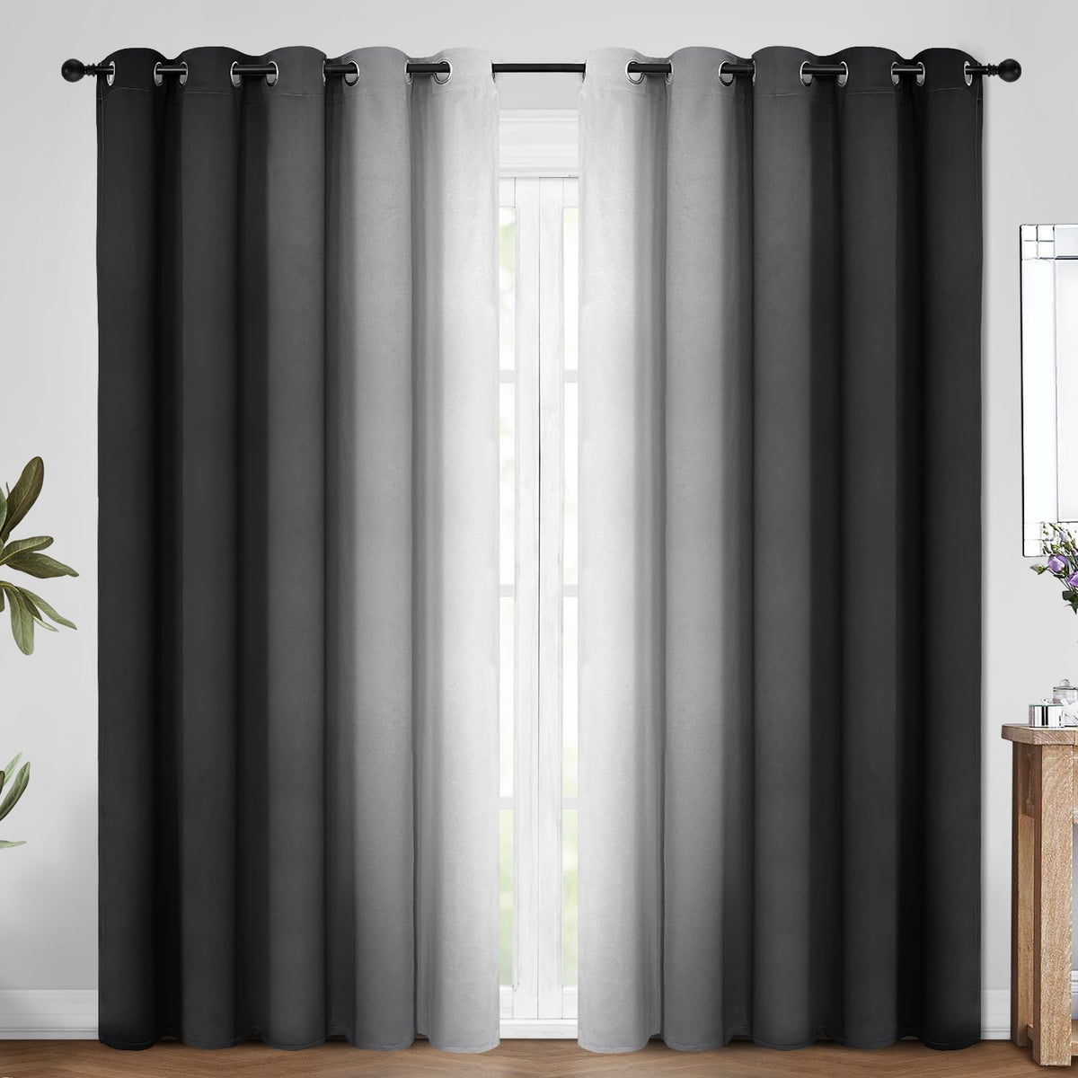 COSVIYA Grommet Room Darkening Ombre Purple Curtains W52xL63 inch