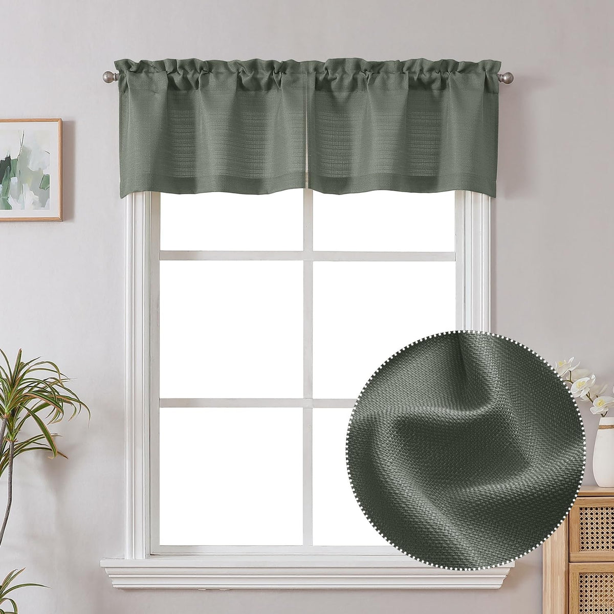 Chyhomenyc White Curtains 45 Inch Length 2 Panels, Faux Linen Textured