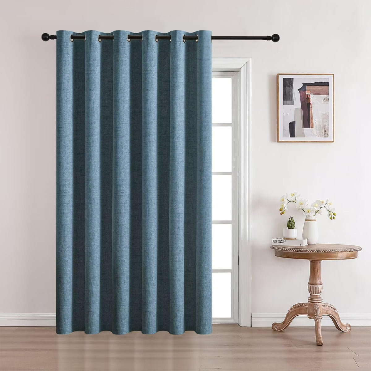 CUCRAF 100% Blackout Window Curtains 84 inches Long 2 Panels Set, Faux Linen Look Thermal Insulated Grommet Drapes, Room Darkening Curtain for Bedroom Living Room(W52 x L84 Inch, Light Khaki)