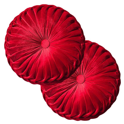 Teieas Round Throw Pillow Velvet Pleated Round Pillow Cushion Light Blue