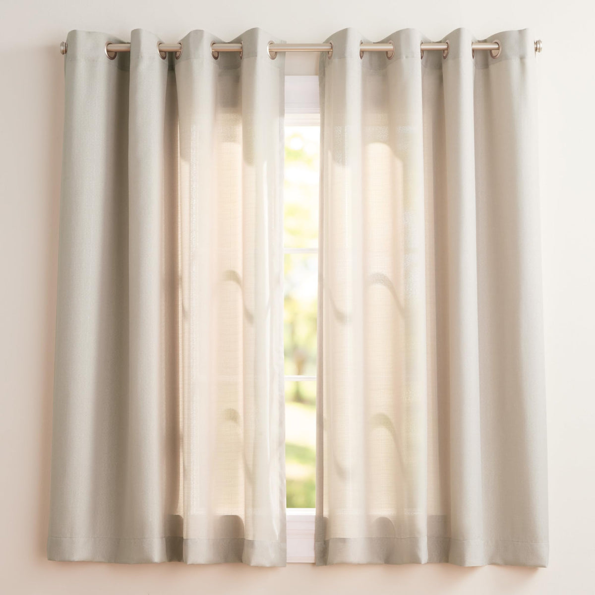 Exclusive Home Loha Linen Grommet Top Curtain Panel Pair, 84"x54", Winter White