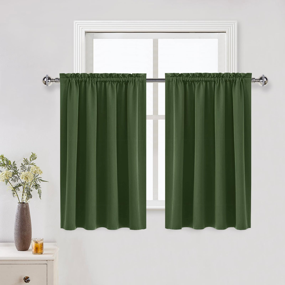 DWCN Blackout Curtains for Bedroom Living Room 42 x 63 Inch Long Black