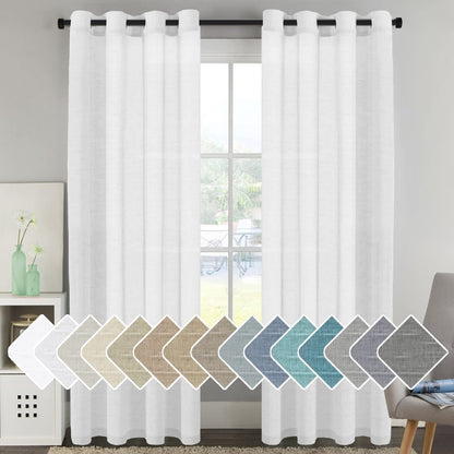 H.VERSAILTEX Natural Linen Sheer Curtains 84" 2 Panels Grommet