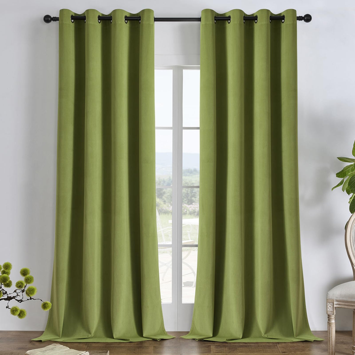 Joydeco Velvet Blackout Curtains 84 Inch Length 2 Panels, Black Out Curtains for Bedroom Living Room, Thermal Insulated Luxury Heavy Duty Drapes, Heat & Light Blocking, Back Tab&Rod Pocket,52"W x 84"L