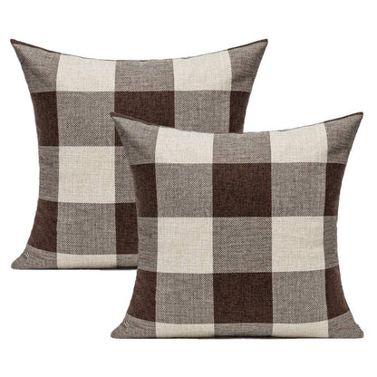 VAKADO Outdoor Plaid Throw Pillow Covers 18x18 Set of 2, Black & White