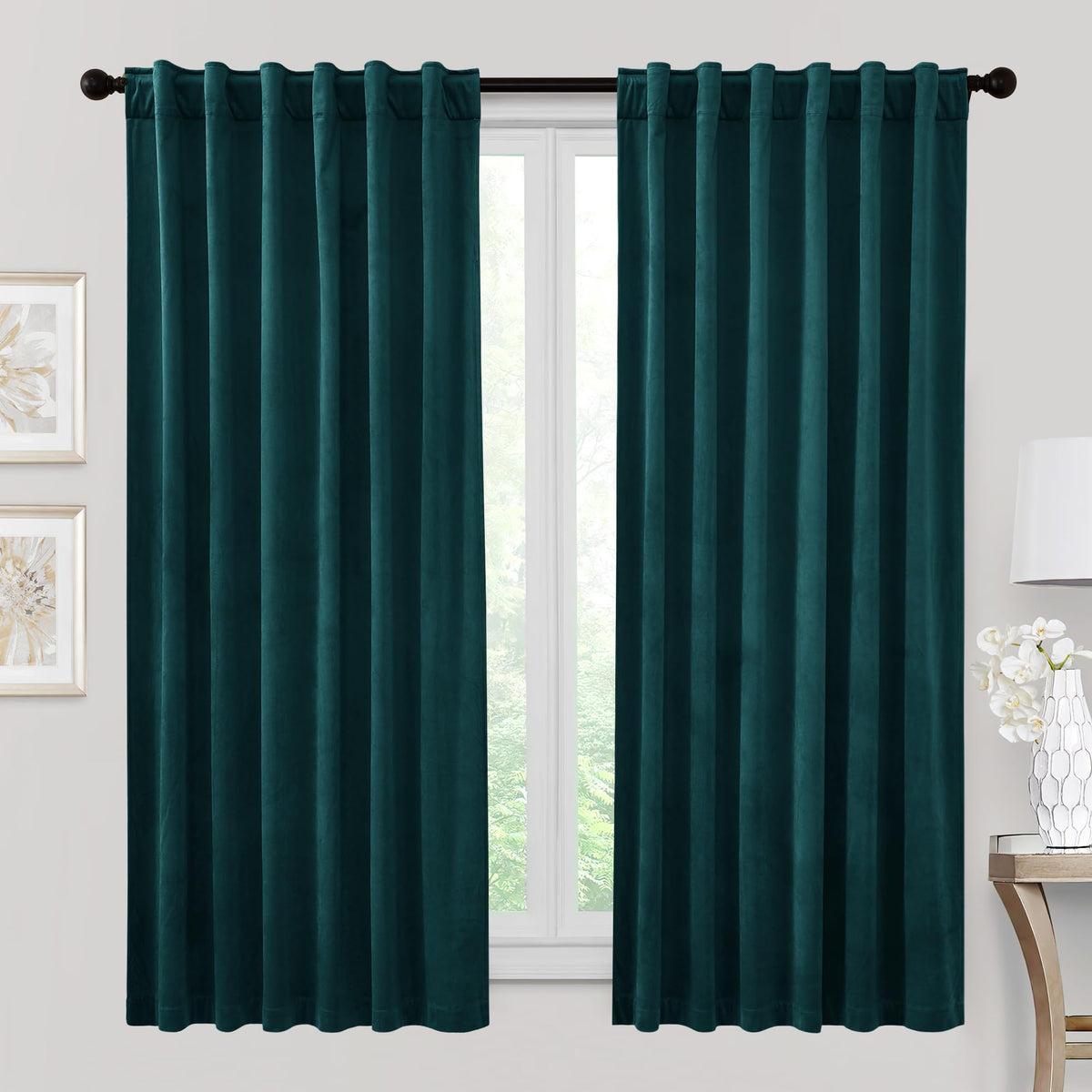 RYB HOME Blue Velvet Blackout Curtains for 84 inches Bedroom Living Room