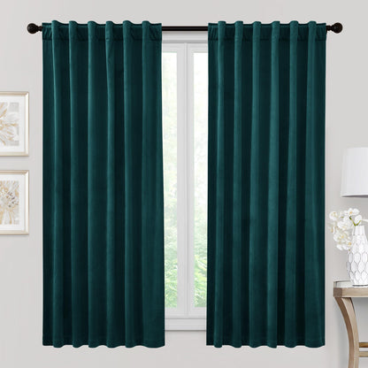 RYB HOME Blue Velvet Blackout Curtains for 84 inches Bedroom Living Room