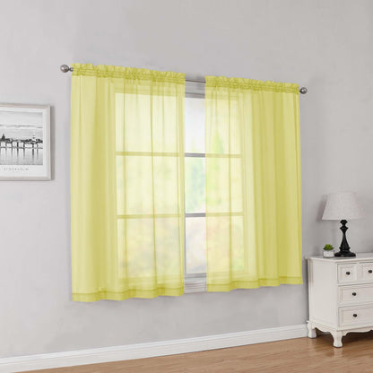Simplebrand Black Sheer Curtains 84 Inches Long 2 Panels for Living Room