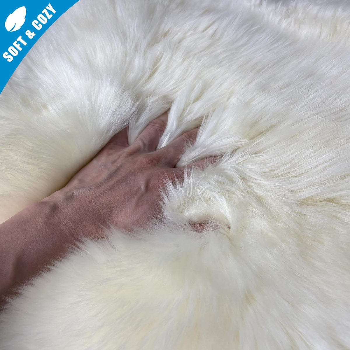 Kopal Sheepskin Chair Pad, Genuine Natural Lambskin Cushion with Foam Padded, 18x18 Inches, Natural White, 1 Pack