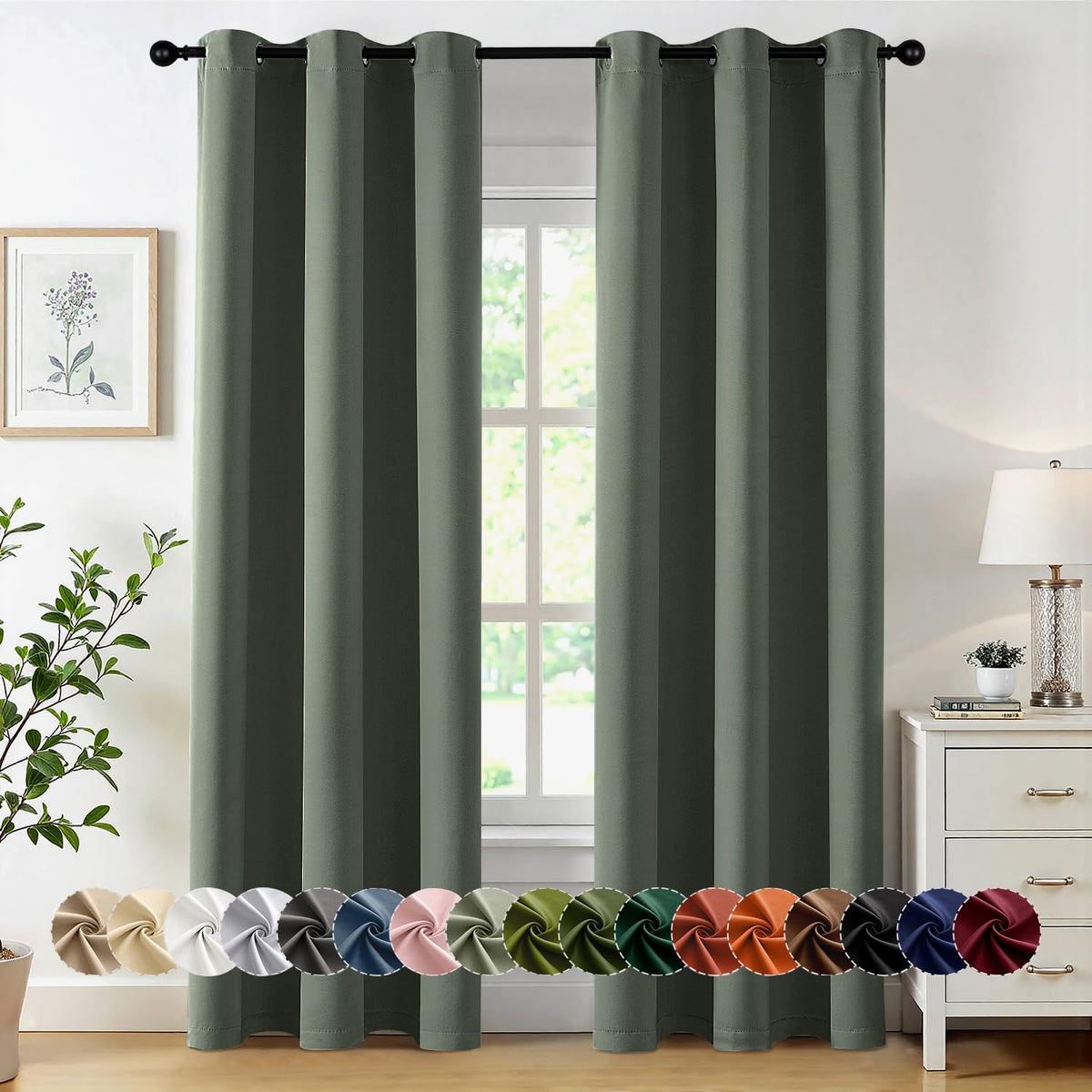 MIULEE Blackout Curtains for Bedroom 2 Panels 40 x 63 Inch Long Black