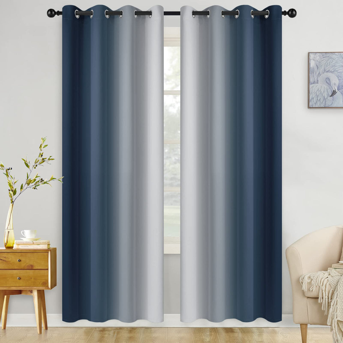 COSVIYA Grommet Room Darkening Ombre Purple Curtains W52xL63 inch