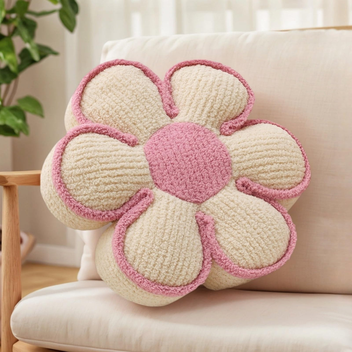 Flower Pillow 16" Sage Green Cute Daisy Decorative Throw Pillows for Bed