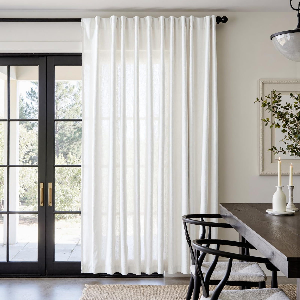 jinchan Linen Curtains Light Filtering Back Tab 50x96 Inch 2 Panels Beige