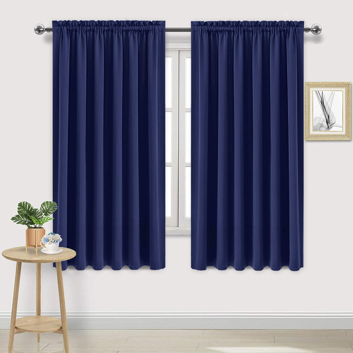 DWCN Blackout Curtains for Bedroom Living Room 42 x 63 Inch Long Black