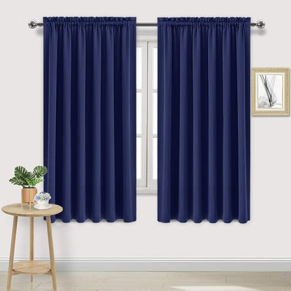 DWCN Blackout Curtains for Bedroom Living Room 42 x 63 Inch Long Black